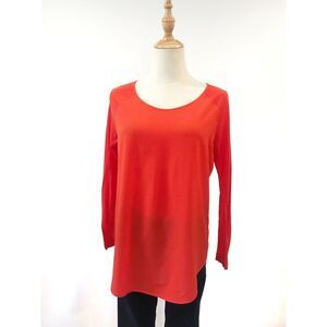 French Connection Orange/Red 3/4 Sleeve Top Blouse